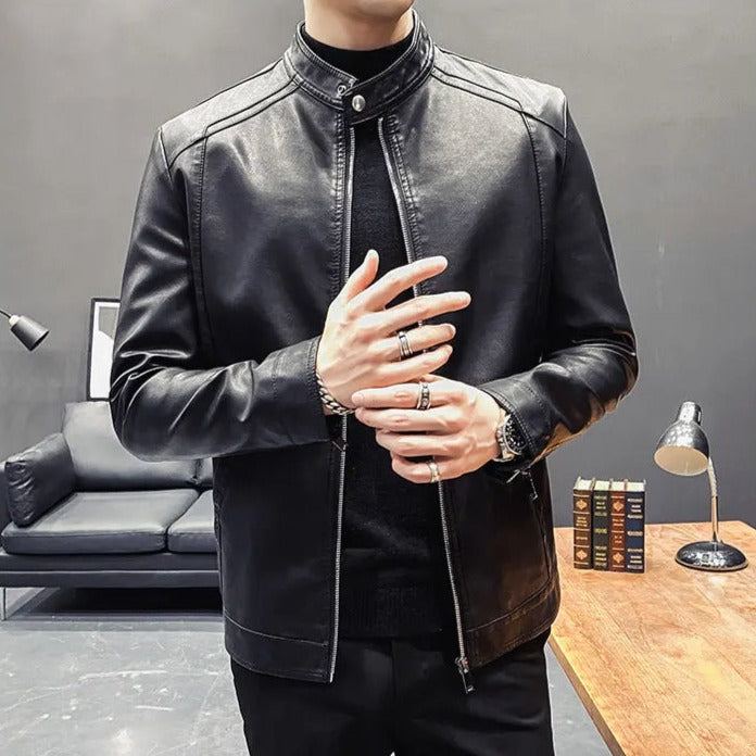Jaqueta de Couro Casual Masculina Sampaio® www.lojasampaio.com.br