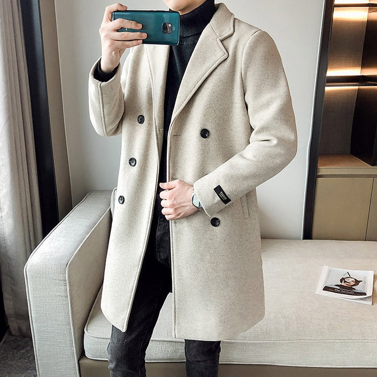 Sobretudo Masculino Abotoamento Duplo Grife