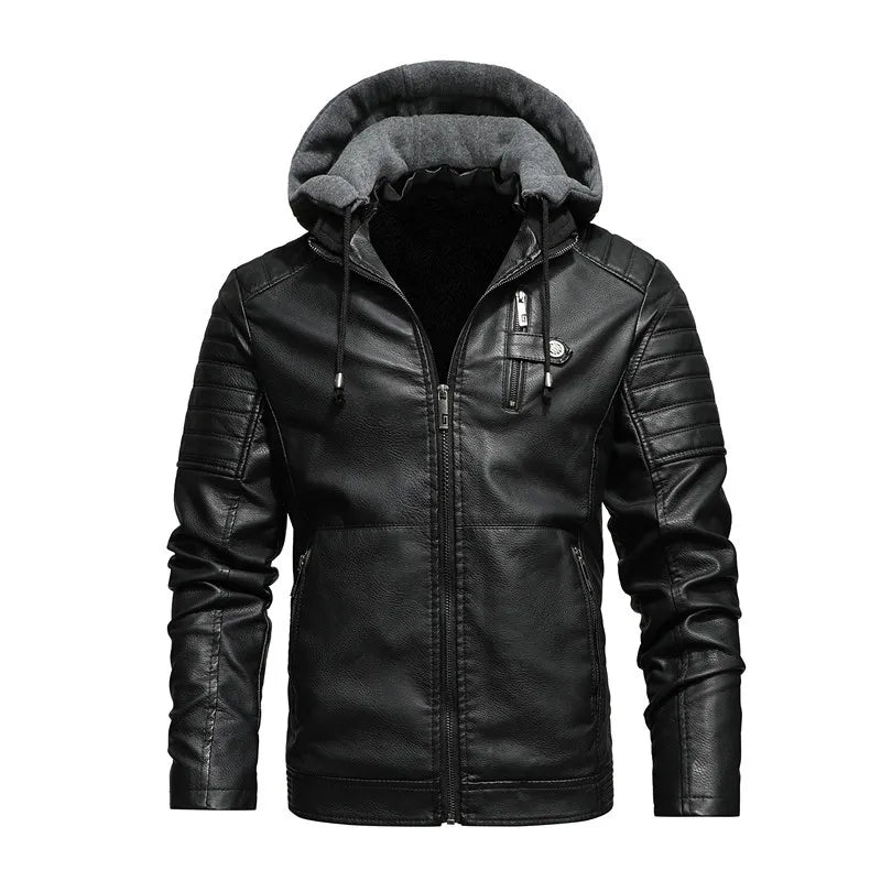 Jaqueta de Couro com Capuz Sampaio® www.lojasampaio.com.br