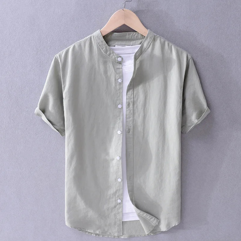 Camisa Manga Curta Masculina de Linho Sampaio® S1183 www.lojasampaio.com.br