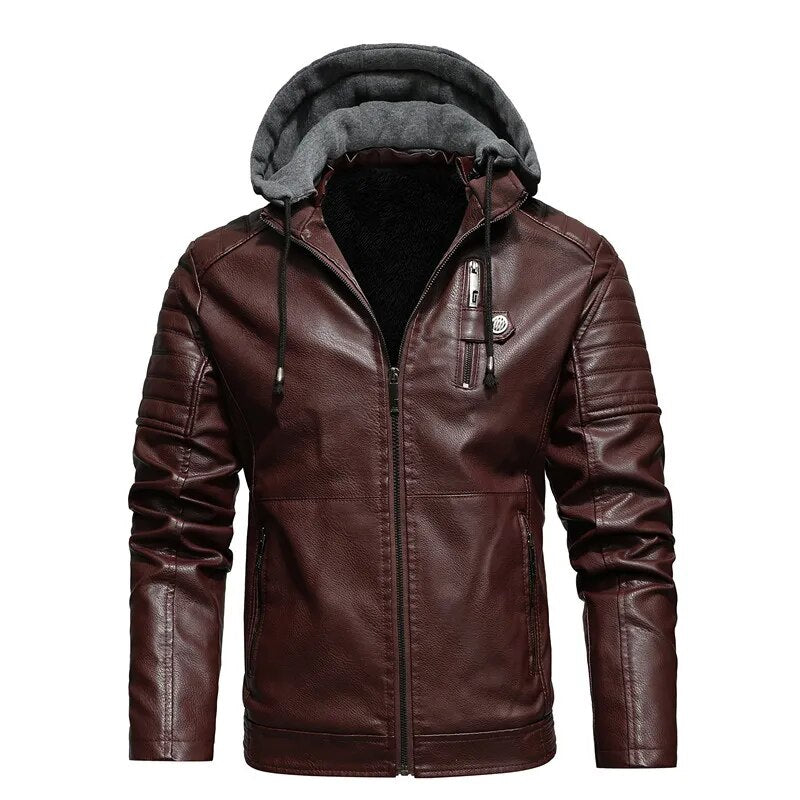 Jaqueta de Couro com Capuz Sampaio® www.lojasampaio.com.br