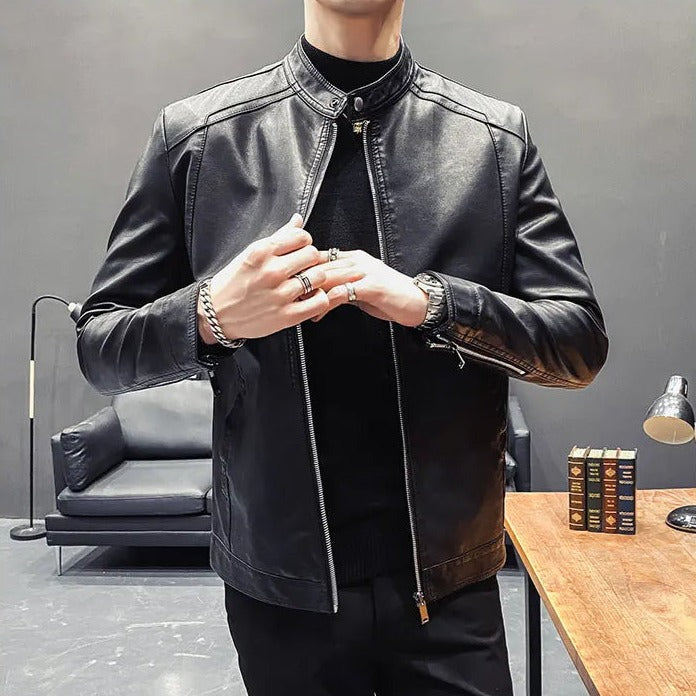 Jaqueta de Couro Casual Masculina Sampaio® www.lojasampaio.com.br