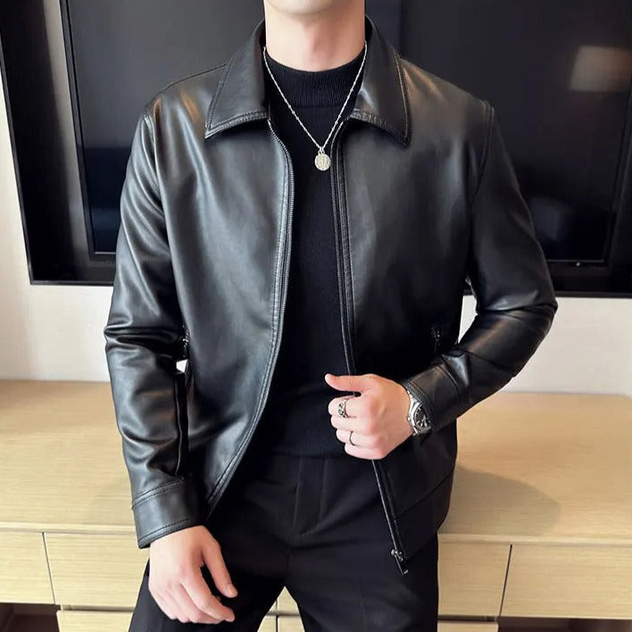 Jaqueta de Couro Gola Polo Masculina Sampaio® - Main Image
