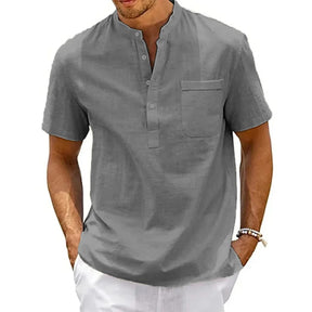 Camisa Manga Curta em Linho Masculina Sampaio® cinza