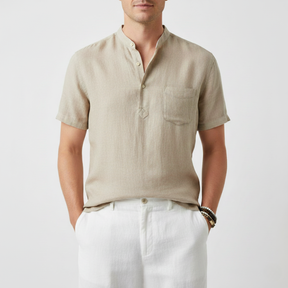 Camisa Manga Curta em Linho Masculina Sampaio® detalhes