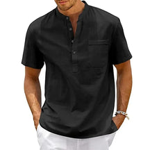 Camisa Manga Curta em Linho Masculina Sampaio® preto