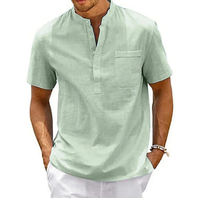 Camisa Manga Curta em Linho Masculina Sampaio® verde claro