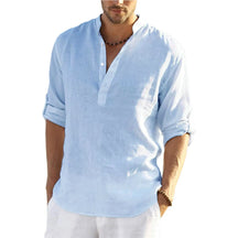 Camisa Masculina de Linho Sampaio® S1329 - Azul Claro