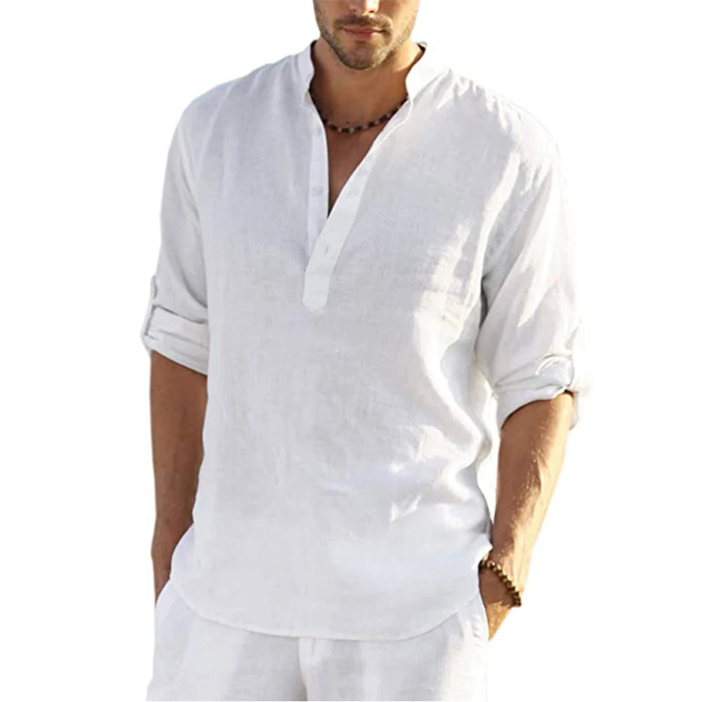 Camisa Masculina de Linho Sampaio® S1329 - Branco