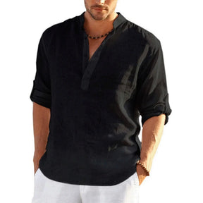 Camisa Masculina de Linho Sampaio® S1329 - Preto