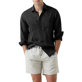 Camisa Social em Linho Masculina Sampaio® S1331 preto