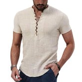 Camisa de Linho Manga Curta Masculina Sampaio® cáqui