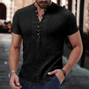 Camisa de Linho Manga Curta Masculina Sampaio® preto