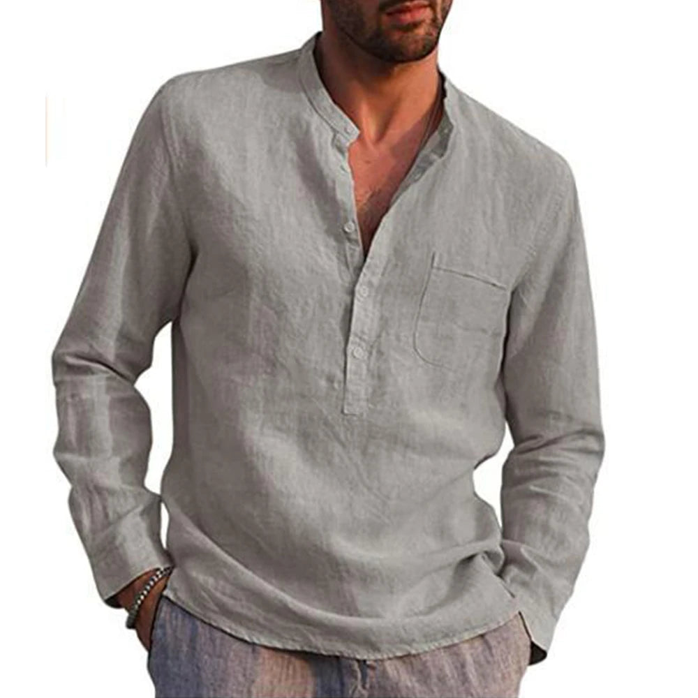 Camisa de Linho Masculina Sampaio® S1330 Cinza