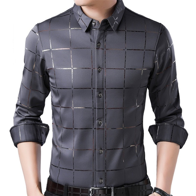 Camisa Masculina de Seda Manga Longa Xadrez Soul - Loja Sampaio