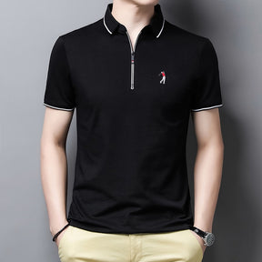 Camisa Polo Masculina com Zíper Preto Loja Sampaio