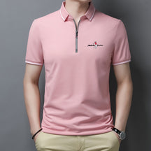 Camisa Polo Masculina com Zíper Rosa Loja Sampaio 