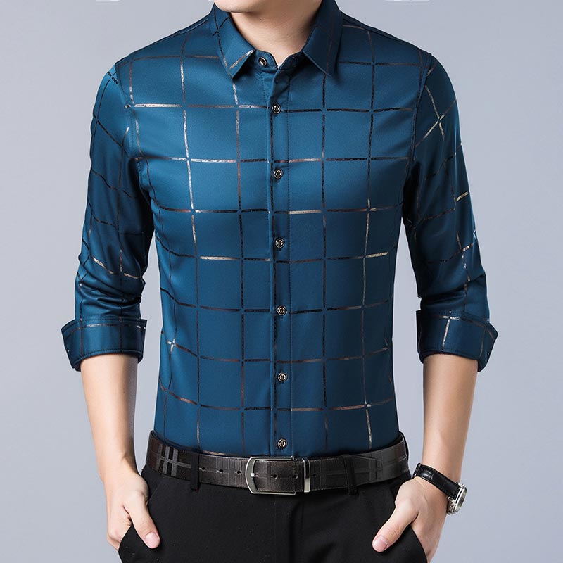 Camisa Masculina de Seda Manga Longa Xadrez Soul - Loja Sampaio